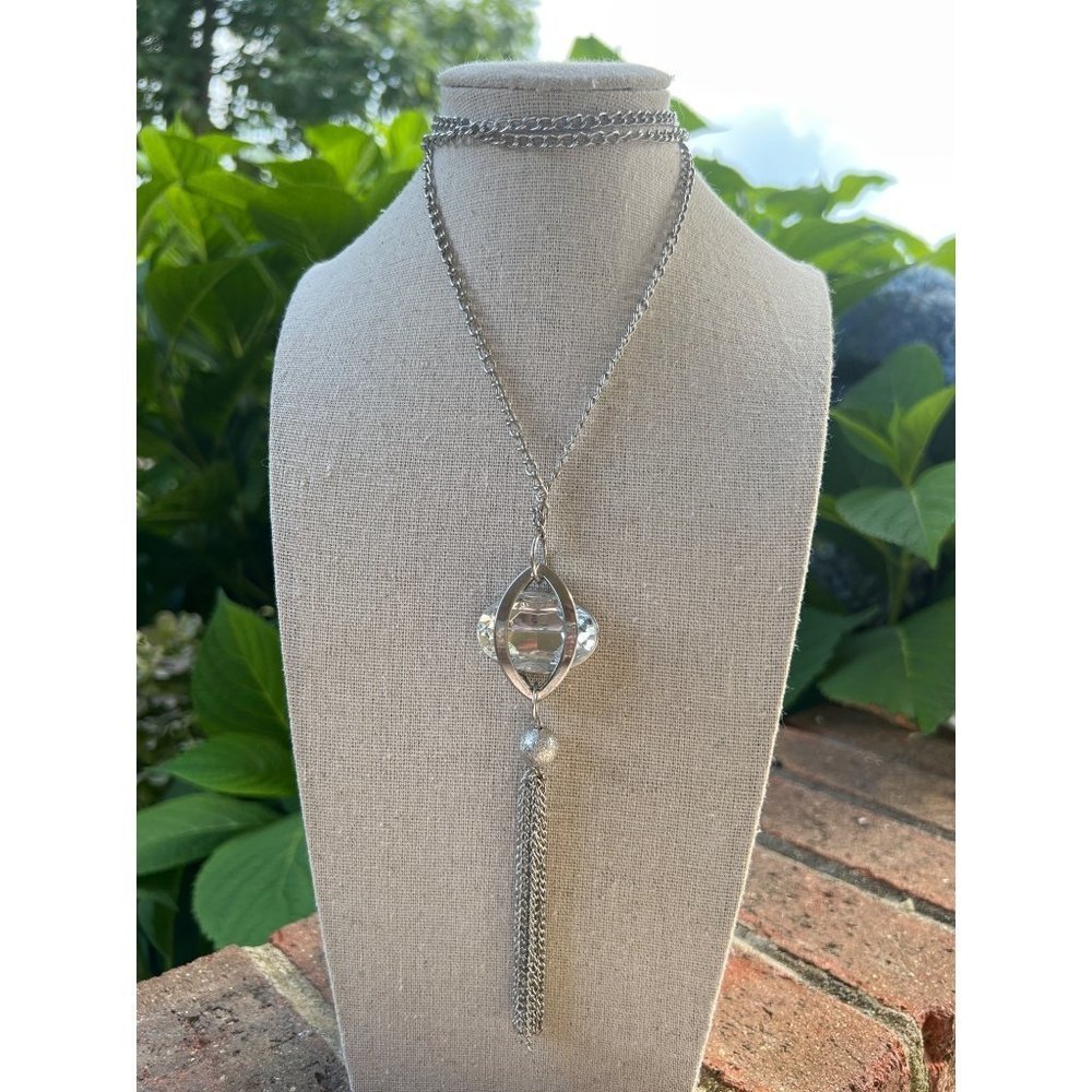 New York Crystal Pendant Necklace -- 32"